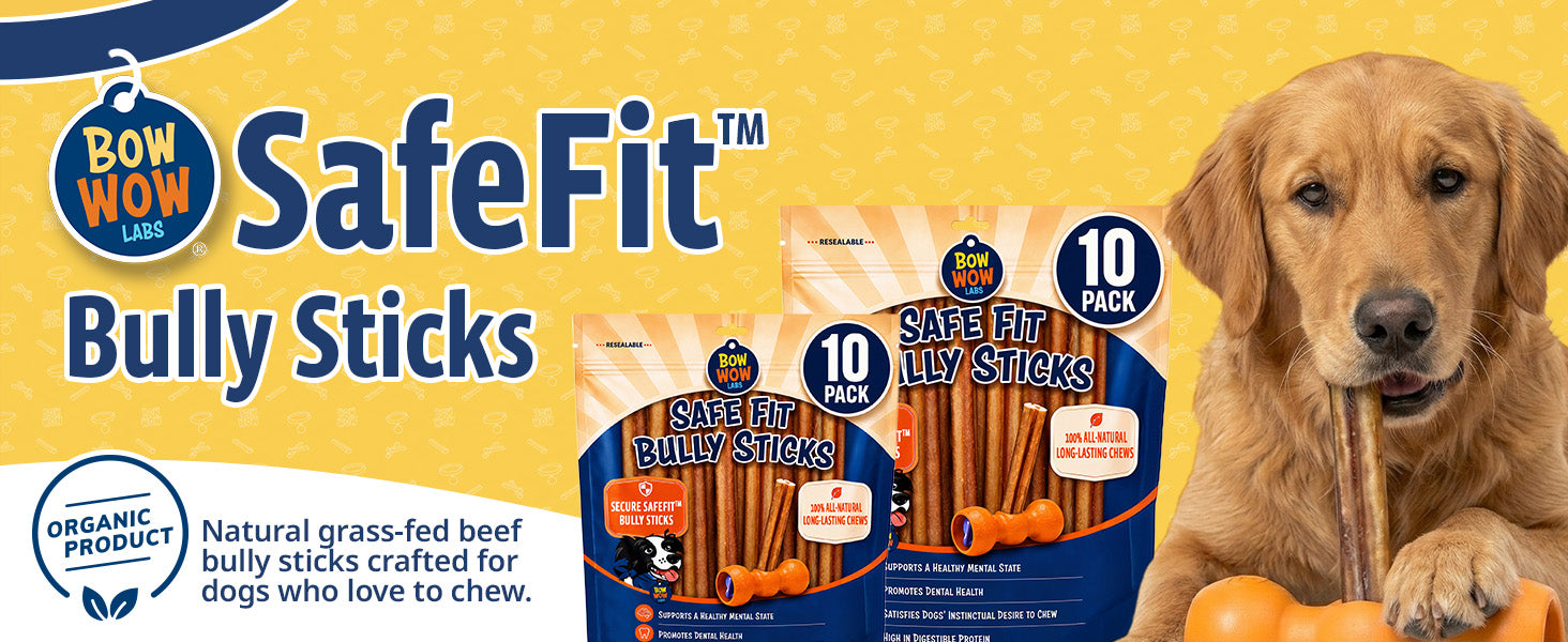SafeFit Bully Sticks — natural grass-fed beef bully sticks crafted for dogs who love to chew